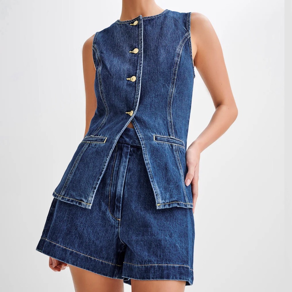 Abel Denim Button Up Top